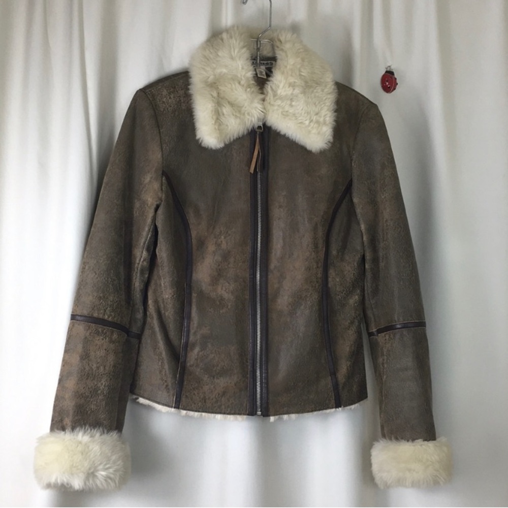 Express leather jacket faux fur lining